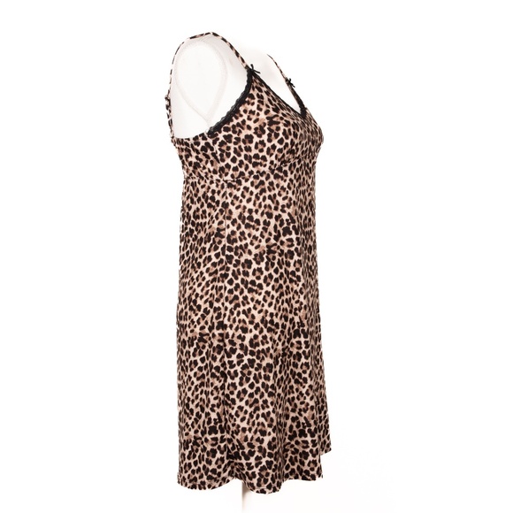 Rene Rofe Spaghetti Strap Leopard Print Chemise, Soft & Comfotable, Size Medium - Picture 6 of 13
